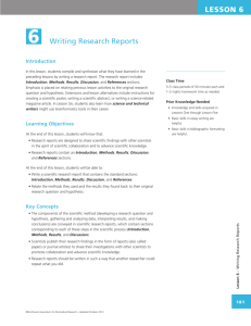 LESSON 6 Writing Research Reports