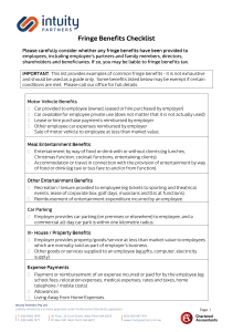 Fringe Benefits Checklist Fringe Benefits Checklist
