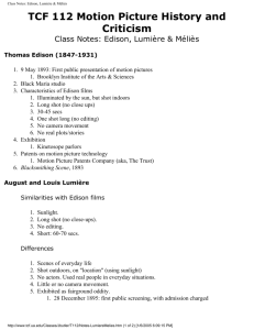 Class Notes: Edison, Lumière & Méliès