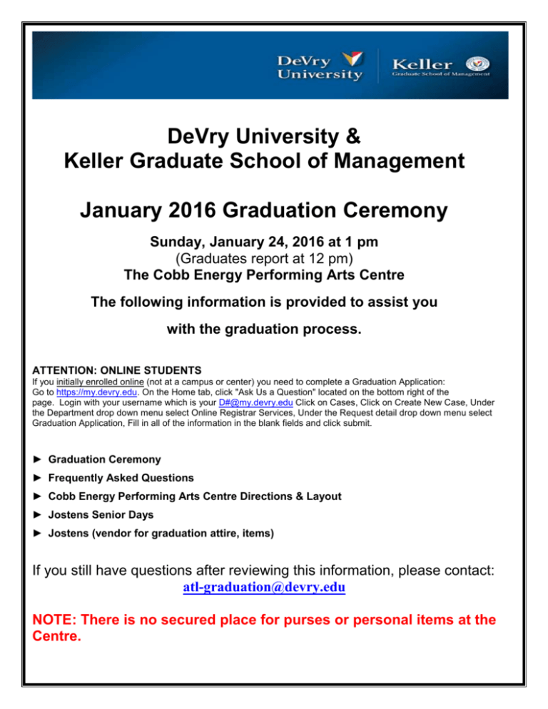 DeVry Graduation Ceremony Info