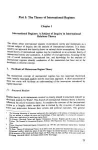 Part I: The Theory of International Regimes