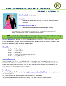 SAFE DATING/HEALTHY RELATIONSHIPS GRADE 9 LESSON 24