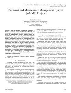 The Asset and Maintenance Management System (AMMS) Project