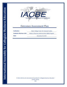 Baker College MBA Outcomes Assessment Plan