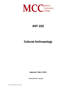 ANT 102 Cultural Anthropology