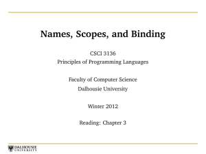 Names, Scopes, and Binding - Faculty of Computer Science