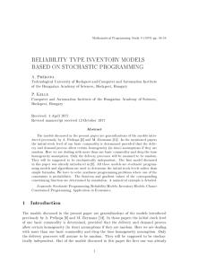 reliability type inventory models based on stochastic programming