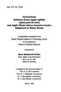 {Aphis pomi De Geer) Subjected to Water Stress - ETH E