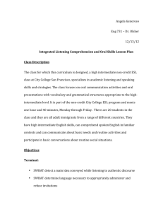 Integrated Listening Comprehension and Oral Skills Lesson