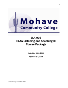 ELA 036 ELAA Listening and Speaking III