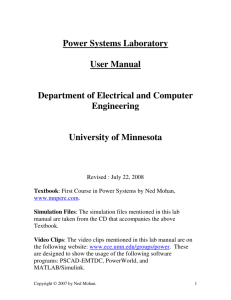 Power Systems Lab Manual - Electrical and Computer Engineering