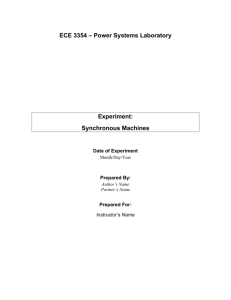 ECE 3354 – Power Systems Laboratory Experiment: Synchronous