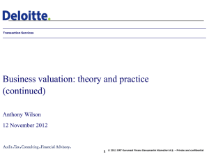 Business valuation: theory and practice (continued)