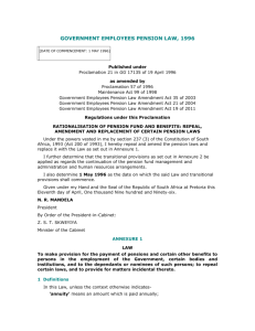 government employees pension law, 1996
