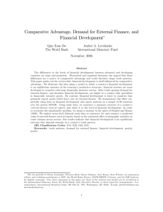 Comparative Advantage, Demand for External Finance, and
