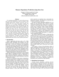 Memory Dependence Prediction using Store Sets