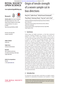 Origin of tensile strength of a woven sample cut in bias directions