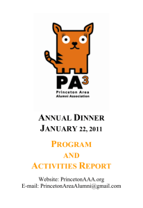 ANNUAL DINNER PROGRAM AND ACTIVITIES REPORT