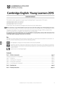 Exam Day Booklet - YLE 2015
