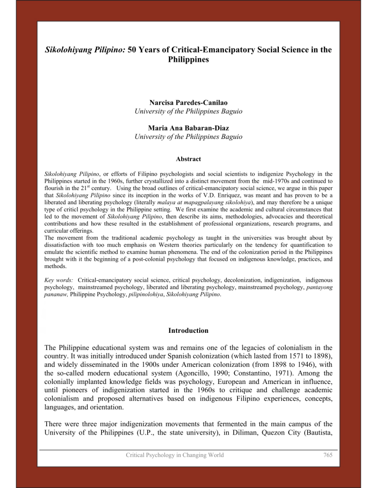 Sikolohiyang Pilipino Teorya Metodo At Gamit Filipino Psychology