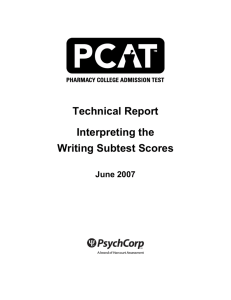 Technical Report Interpreting the Writing Subtest Scores