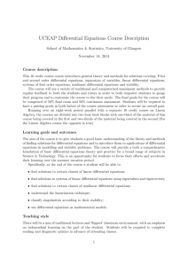 UCEAP Differential Equations Course Description