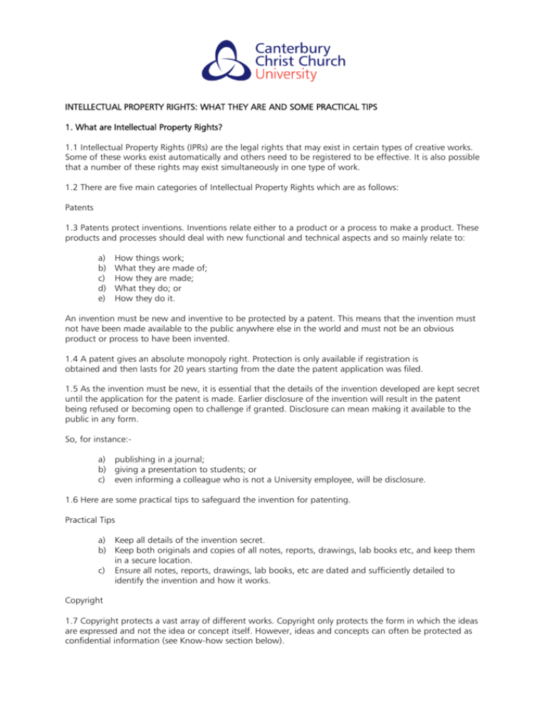 INTELLECTUAL PROPERTY RIGHTS WHAT THEY ARE AND