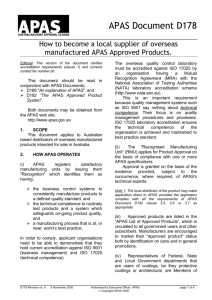 APAS Document D178