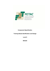 Component Specification Training Needs Identification and Design