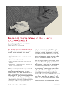 Financial Misreporting in the C-Suite: A Case of Hubris?