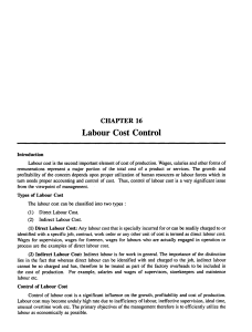 Chapter 16 Labour Cost Control