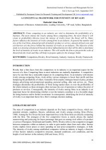 A CONCEPTUAL FRAMEWORK FOR INTENSITY OF RIVALRY