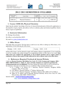 CHM 241, Physical Chemistry