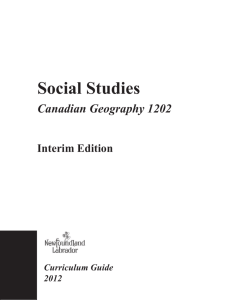Canadian Geography 1202 Curriculum Guide