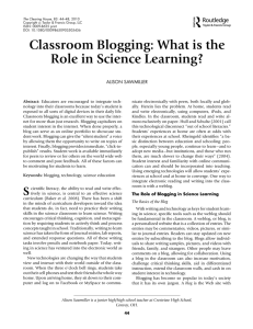 Classroom Blogging: What is the Role in Science