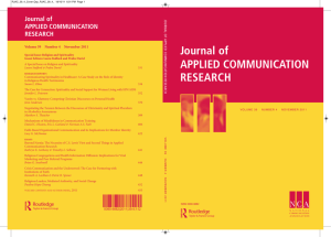 Journal of APPLIED COMMUNICATION RESEARCH