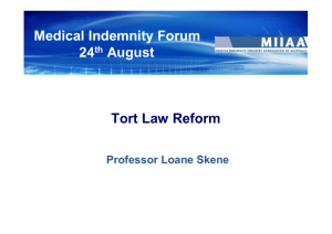 Prof Loane Skene Tort Reform Powerpoint Presentation