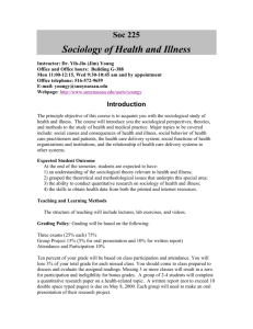 Soc 225 Sociology of Health and Illness
