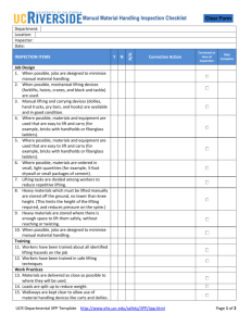 Manual Material Handling Inspection Checklist