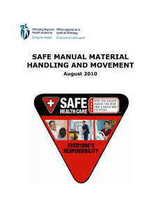 SAFE MANUAL MATERIAL HANDLING AND MOVEMENT