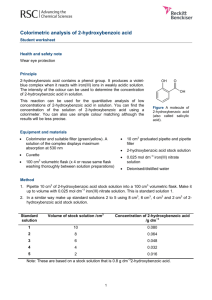 Colorimetric analysis of 2-hydroxybenzoic acid