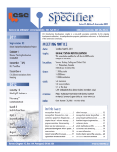 September 2011 - Toronto Chapter - Construction Specifications