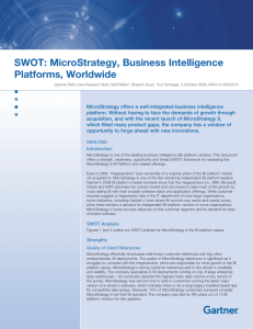 SWOT: MicroStrategy, Business Intelligence Platforms, Worldwide