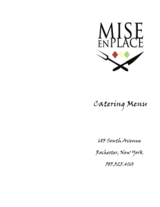 Catering Menu - Mise en Place