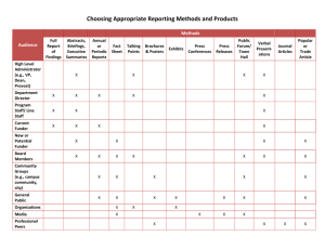 Choosing Appropriate Reporting Methods and Products