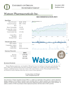 Watson Pharmaceuticals Inc. - University of Oregon Investment Group