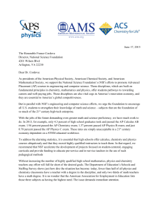 Letter of Support to NSF on AP Courses in Engineering and
