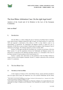 The Iron Rhine Arbitration Case: on the Right Legal Track? Ineke