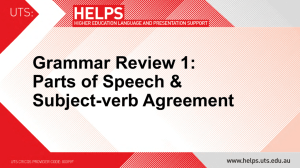 Grammar Review 1: Parts of Speech & Subject
