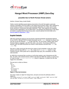 Hangul Word Processor (HWP) Zero-Day